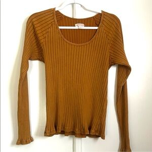 Knox Rose Brown Ribbed Long Sleeve Top